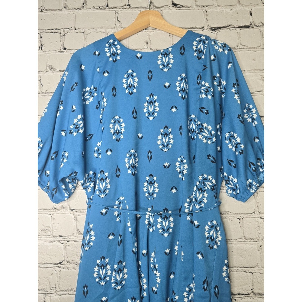 Ann Taylor Floral Summer Half Sleeve Shift Dress Size Large Petite Blue Vacation - Picture 2 of 11
